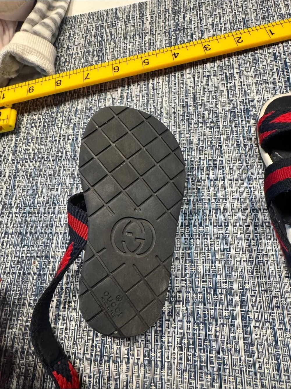 Gucci Navy and Red Webbing Kids Sandal